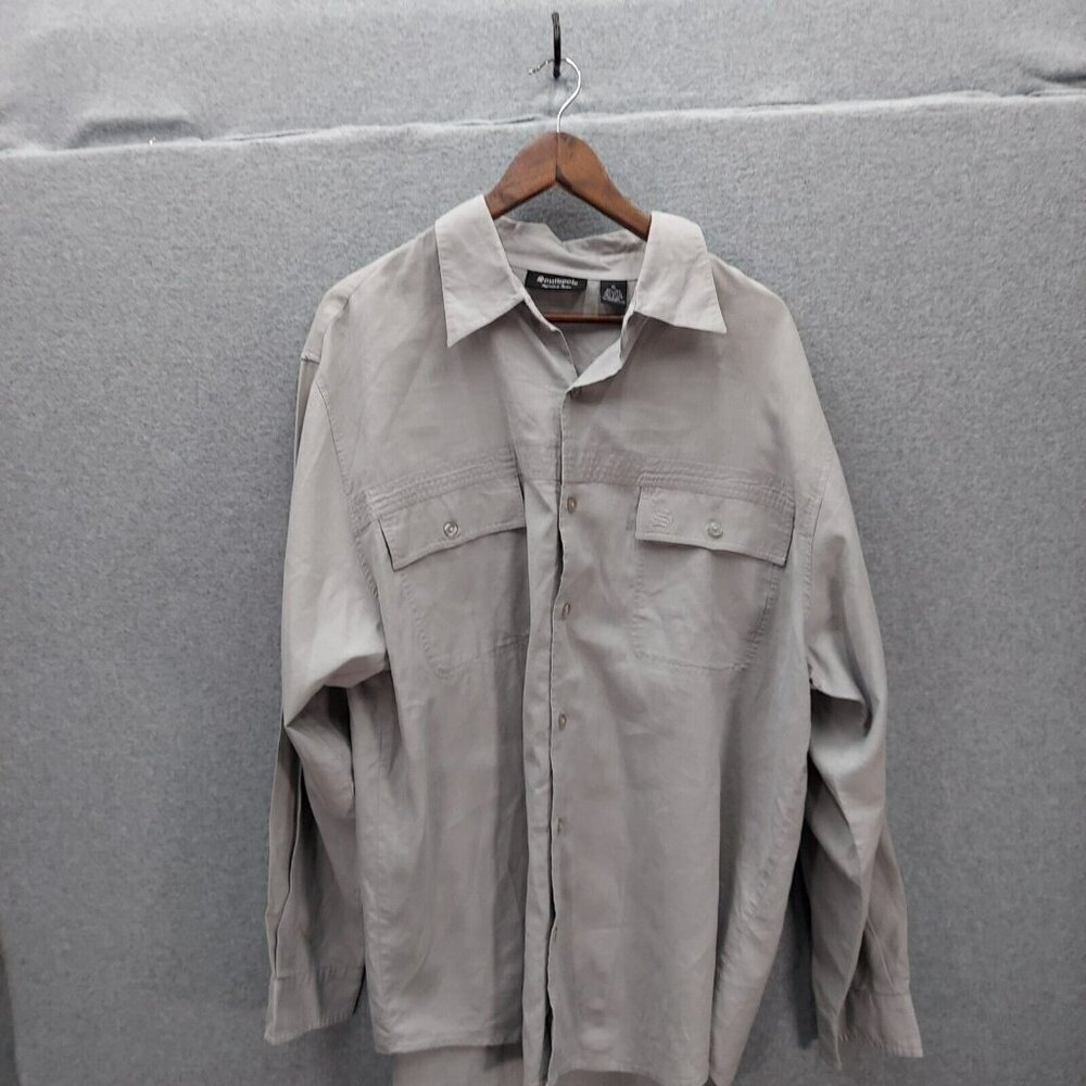 Southpole Shirt Mens Extra Large Long Sleeve Button Up Gray Logo Peral Buttons